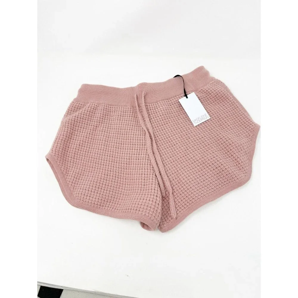 Madeleine‎ Thompson Womens Anzere Cashmere Knit Shorts Dusty Pink Size Small NWT